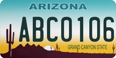 AZ license plate ABC0106