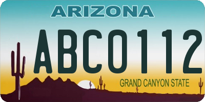 AZ license plate ABC0112