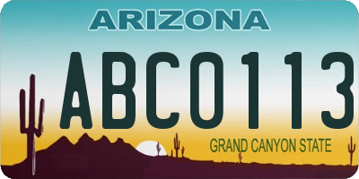 AZ license plate ABC0113