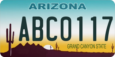 AZ license plate ABC0117