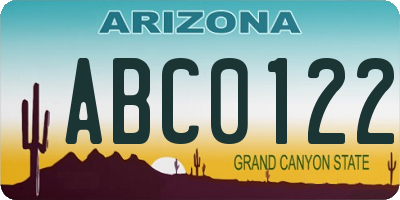 AZ license plate ABC0122