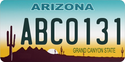 AZ license plate ABC0131