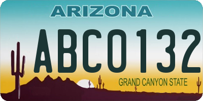 AZ license plate ABC0132