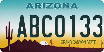 AZ license plate ABC0133