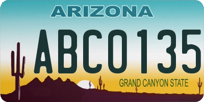 AZ license plate ABC0135