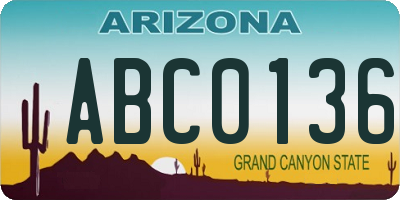 AZ license plate ABC0136