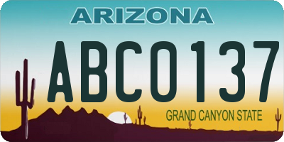AZ license plate ABC0137