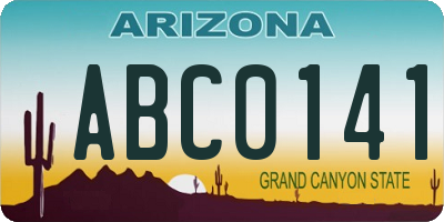 AZ license plate ABC0141