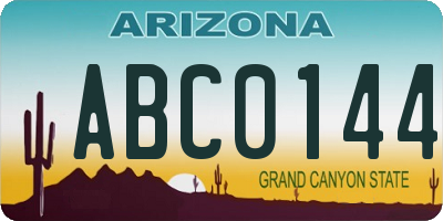 AZ license plate ABC0144