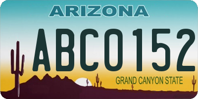 AZ license plate ABC0152