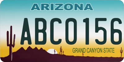 AZ license plate ABC0156