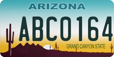 AZ license plate ABC0164