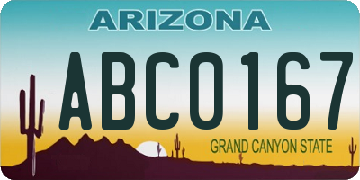 AZ license plate ABC0167