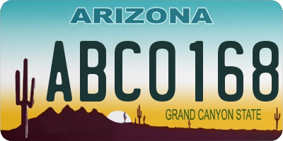 AZ license plate ABC0168