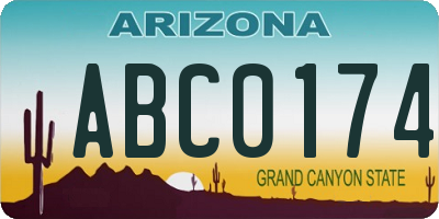 AZ license plate ABC0174