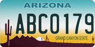 AZ license plate ABC0179