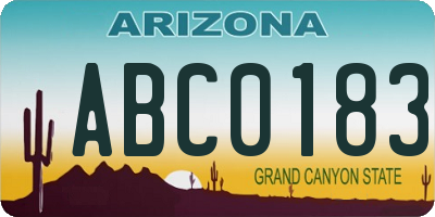 AZ license plate ABC0183