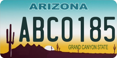 AZ license plate ABC0185