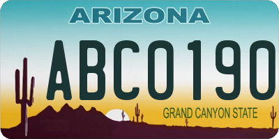 AZ license plate ABC0190