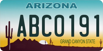 AZ license plate ABC0191
