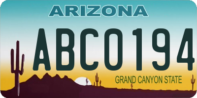 AZ license plate ABC0194
