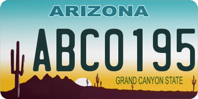 AZ license plate ABC0195