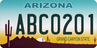 AZ license plate ABC0201
