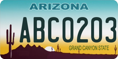 AZ license plate ABC0203