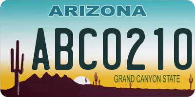 AZ license plate ABC0210
