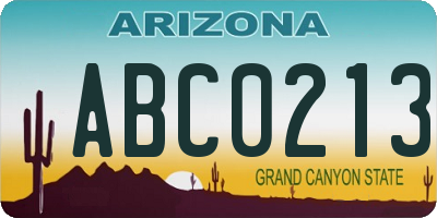 AZ license plate ABC0213
