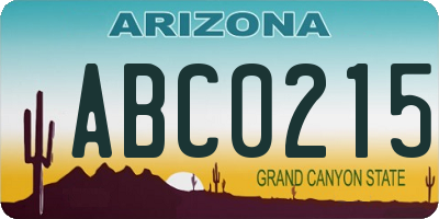 AZ license plate ABC0215