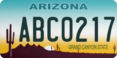 AZ license plate ABC0217