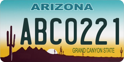 AZ license plate ABC0221