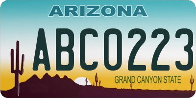 AZ license plate ABC0223