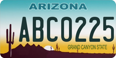 AZ license plate ABC0225