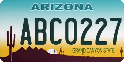 AZ license plate ABC0227
