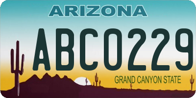 AZ license plate ABC0229