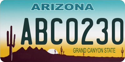 AZ license plate ABC0230