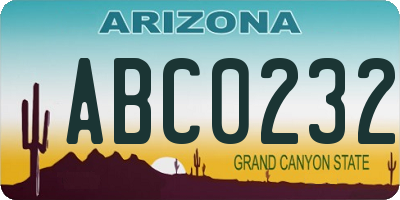 AZ license plate ABC0232