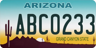 AZ license plate ABC0233