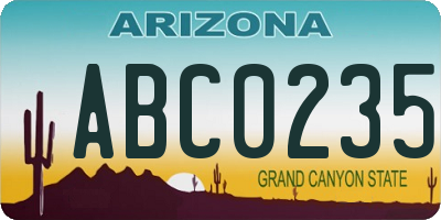 AZ license plate ABC0235