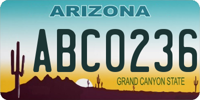 AZ license plate ABC0236