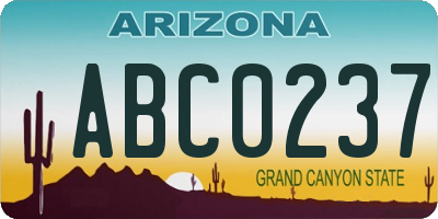 AZ license plate ABC0237