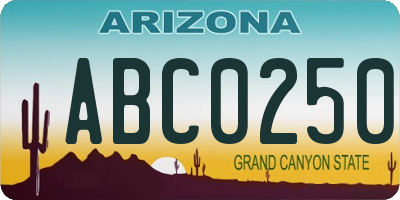 AZ license plate ABC0250