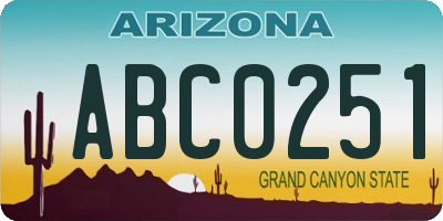 AZ license plate ABC0251