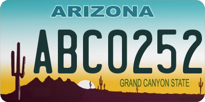AZ license plate ABC0252