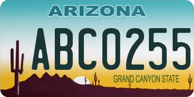 AZ license plate ABC0255