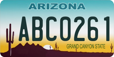 AZ license plate ABC0261