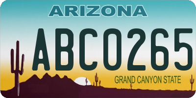 AZ license plate ABC0265