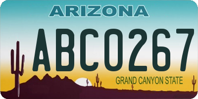 AZ license plate ABC0267